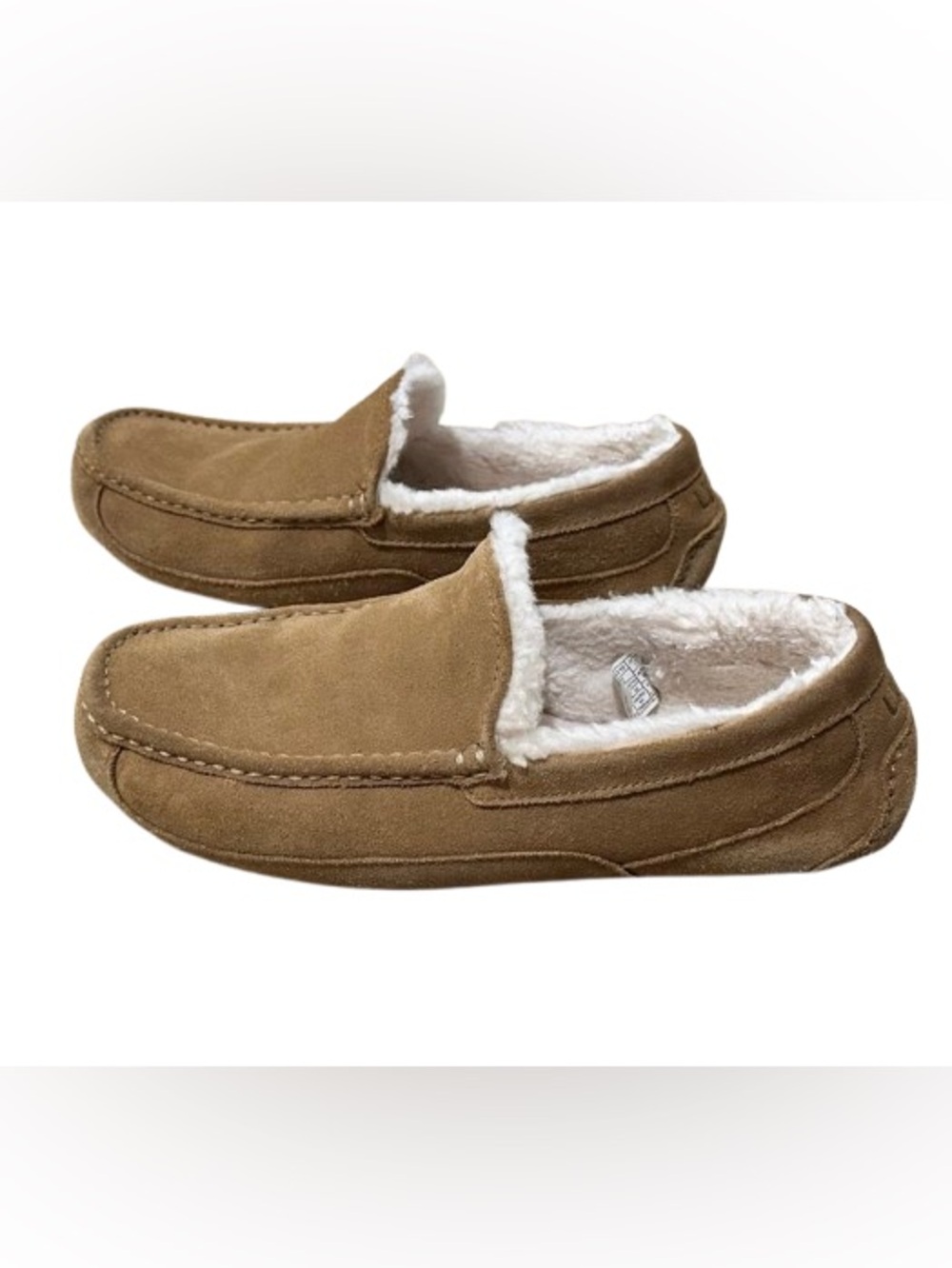 UGG Men's Chestnut Ascot Suede Moccasin Slippers with Shearling Lining